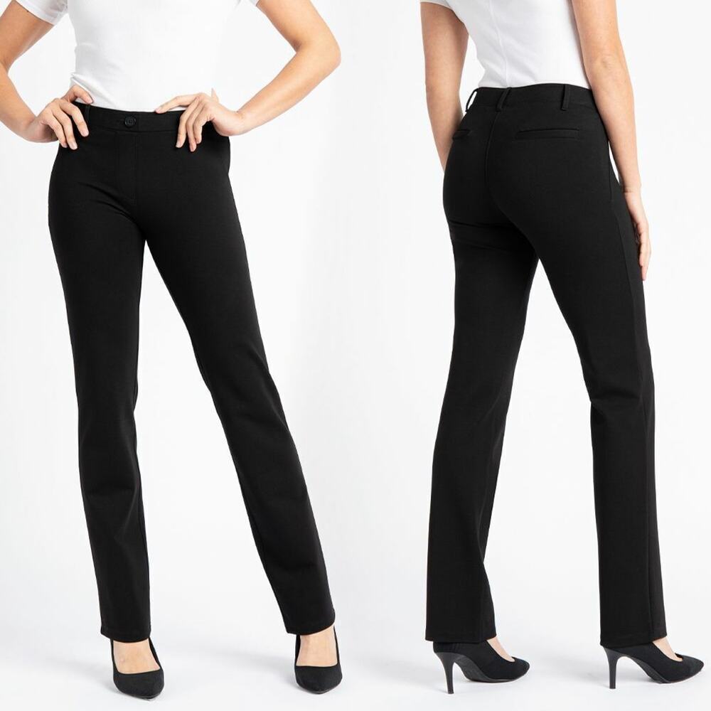 Betabrand Women's Classic Straight Leg Black Stretch Dress Yoga Pants Size Small